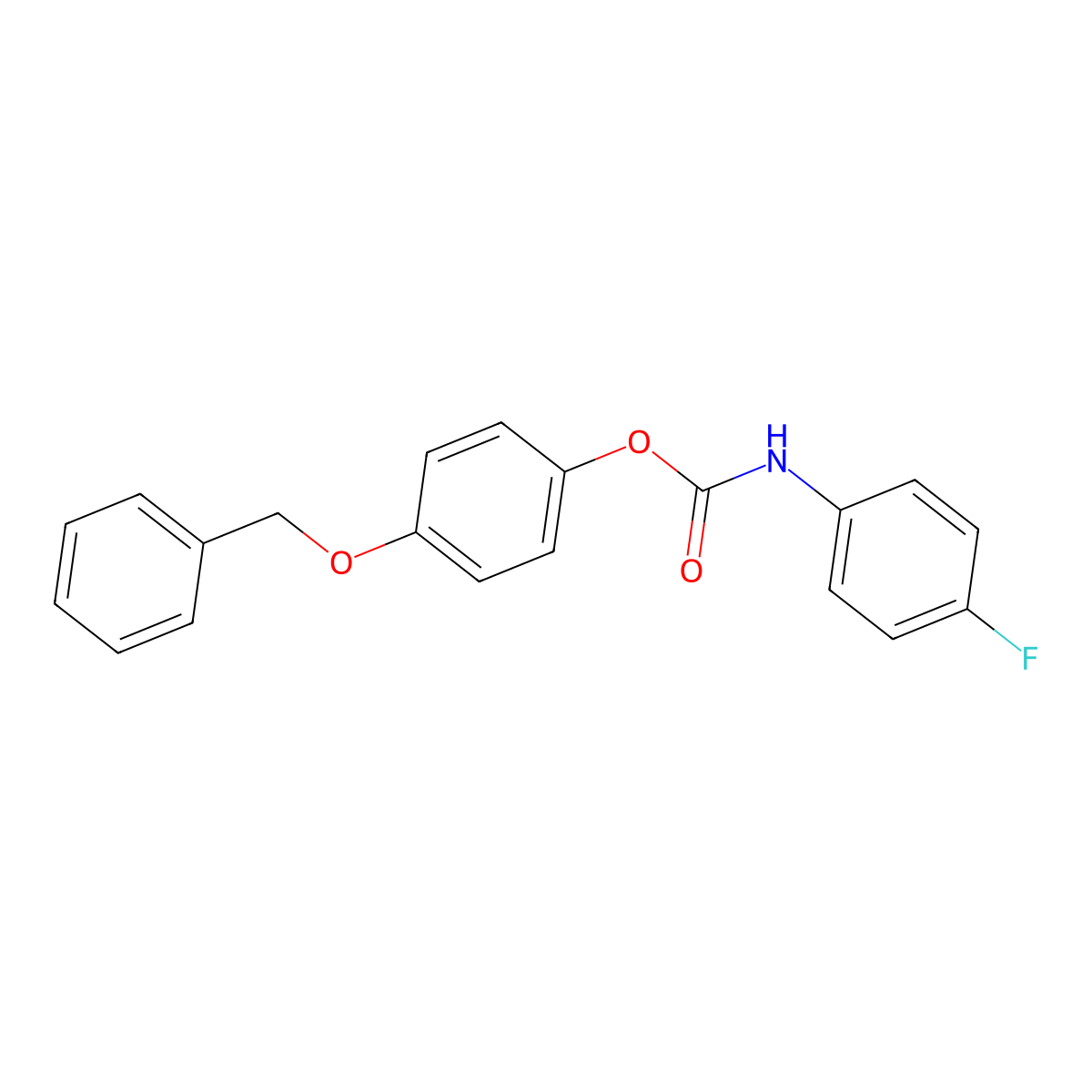Carbamic acid, (4-fluorophenyl)-, 4-(phenylmethoxy)phenyl ester molecular structure, CAS 195140-92-2