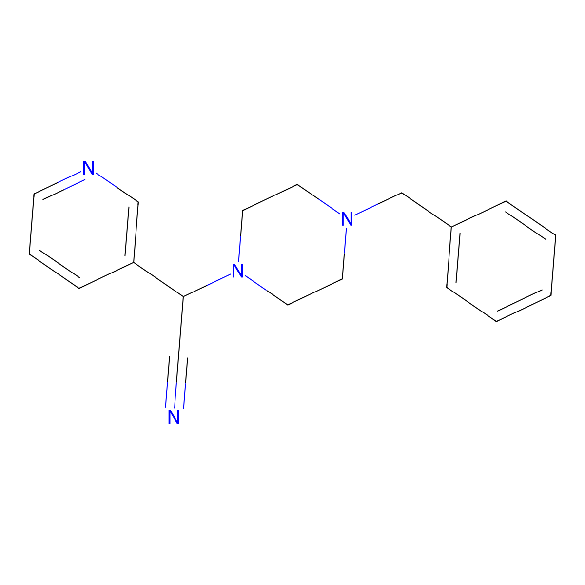 2-(4-Benzylpiperazin-1-yl)-2-(pyridin-3-yl)acetonitrile molecular structure, CAS 195141-29-8