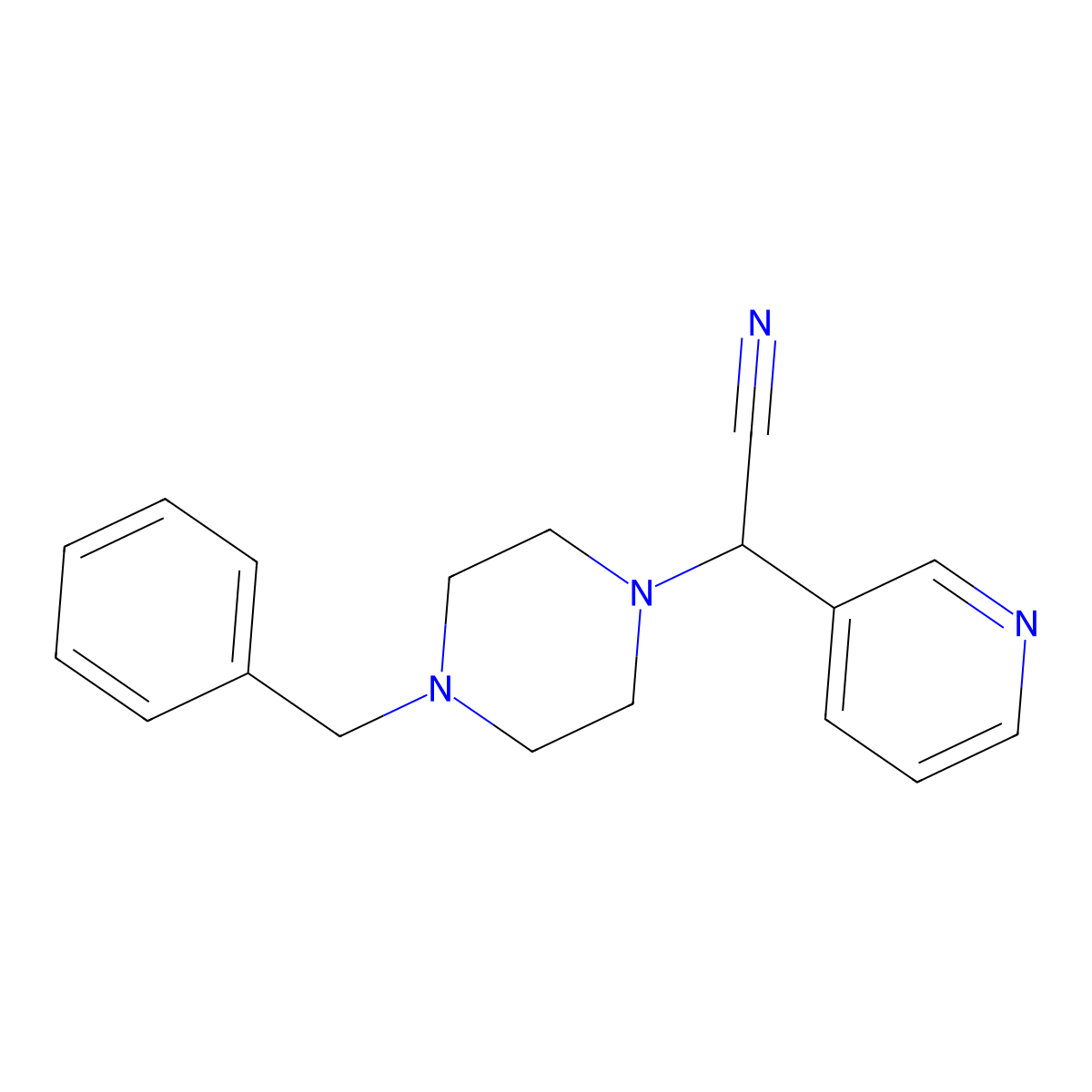 2-(4-Benzylpiperazin-1-yl)-2-(pyridin-3-yl)acetonitrile molecular structure, CAS 195141-29-8