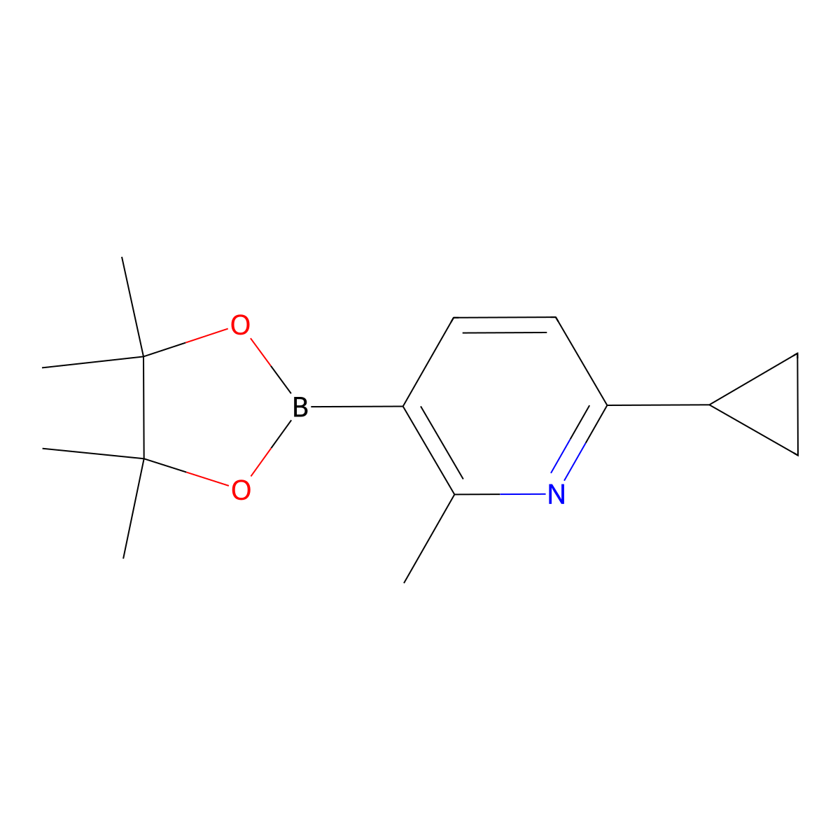 6-Cyclopropyl-2-methyl-3-(4,4,5,5-tetramethyl-1,3,2-dioxaborolan-2-yl)pyridine molecular structure, CAS 1951411-47-4