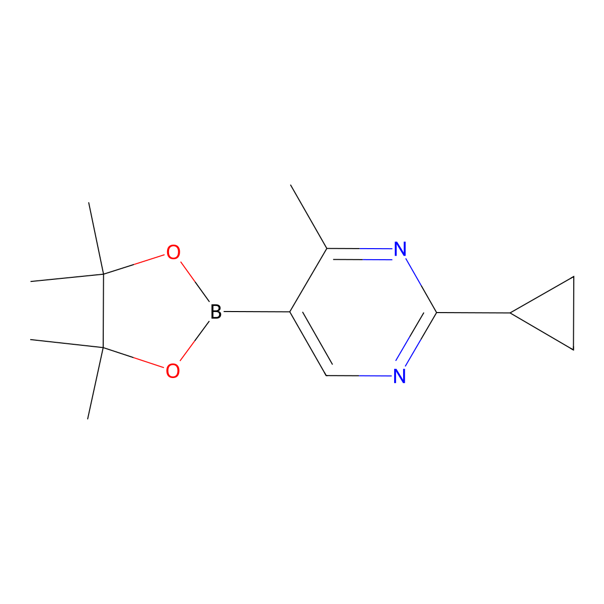 2-Cyclopropyl-4-methyl-5-(tetramethyl-1,3,2-dioxaborolan-2-yl)pyrimidine molecular structure, CAS 1951411-52-1