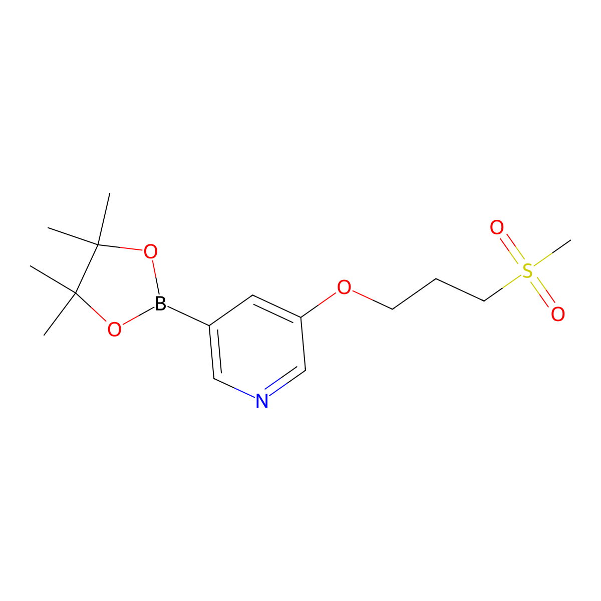 3-(3-(Methylsulfonyl)propoxy)-5-(4,4,5,5-tetramethyl-1,3,2-dioxaborolan-2-yl)pyridine molecular structure, CAS 1951411-57-6