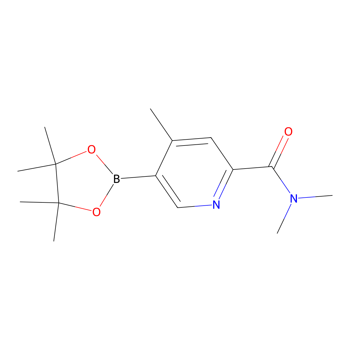 4-Methyl-5-(4,4,5,5-tetramethyl-[1,3,2]dioxaborolan-2-yl)-pyridine-2-carboxylic acid dimethylamide molecular structure, CAS 1951411-71-4