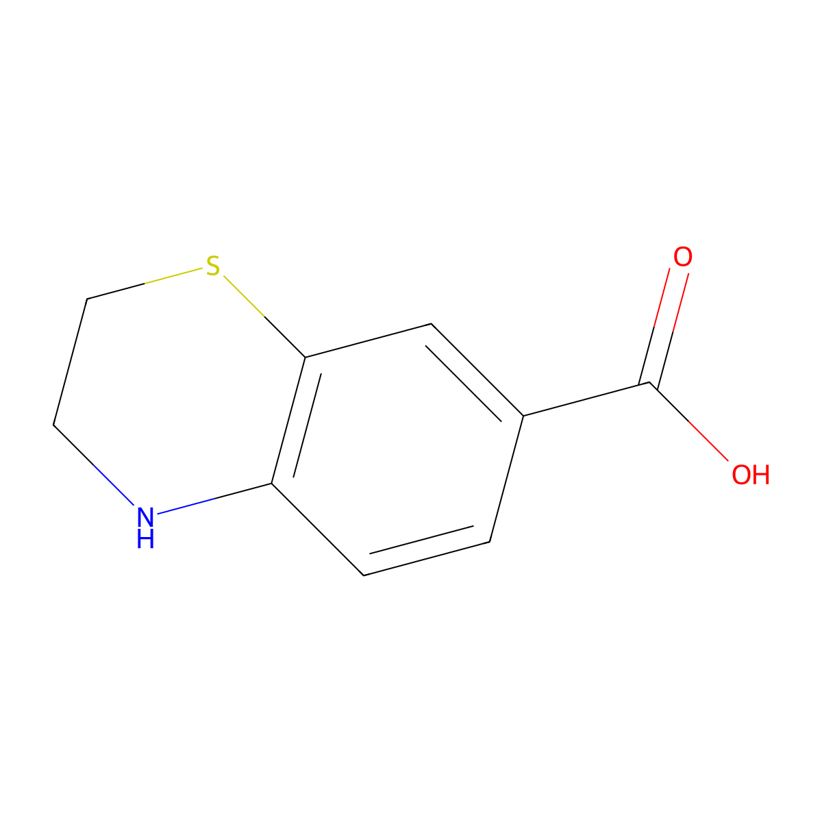 3,4-dihydro-2H-1,4-benzothiazine-7-carboxylic acid molecular structure, CAS 195142-55-3