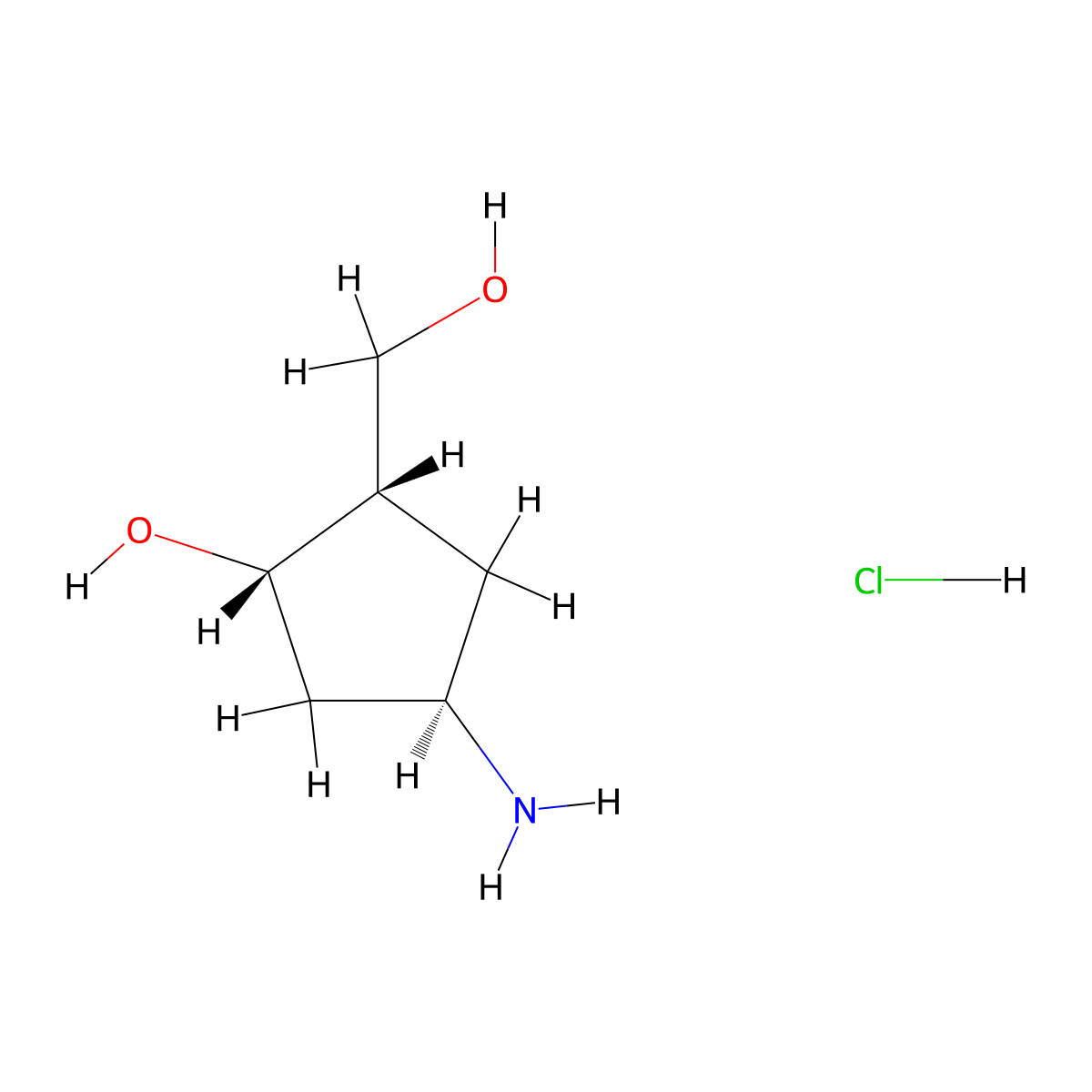 (1S,2S,4R)-4-amino-2-(hydroxymethyl)cyclopentanol hydrochloride molecular structure, CAS 1951424-77-3