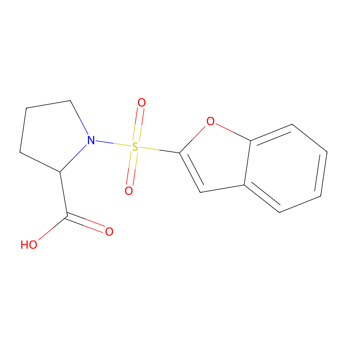 (R)-1-(Benzofuran-2-ylsulfonyl)pyrrolidine-2-carboxylic acid molecular structure, CAS 1951424-80-8