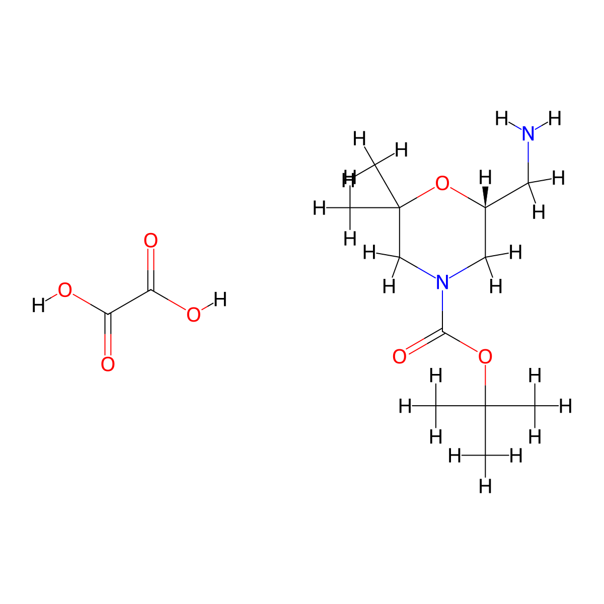 (R)-tert-Butyl 6-(aminomethyl)-2,2-dimethylmorpholine-4-carboxylate oxalate molecular structure, CAS 1951424-85-3
