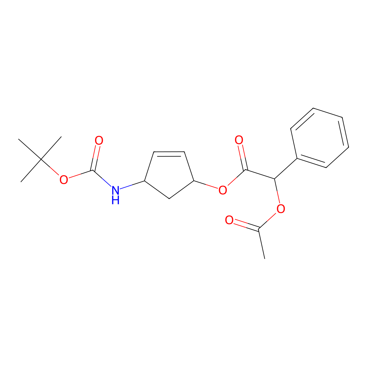 (S)-(1S,4R)-4-((tert-Butoxycarbonyl)amino)cyclopent-2-en-1-yl 2-acetoxy-2-phenylacetate molecular structure, CAS 1951424-90-0