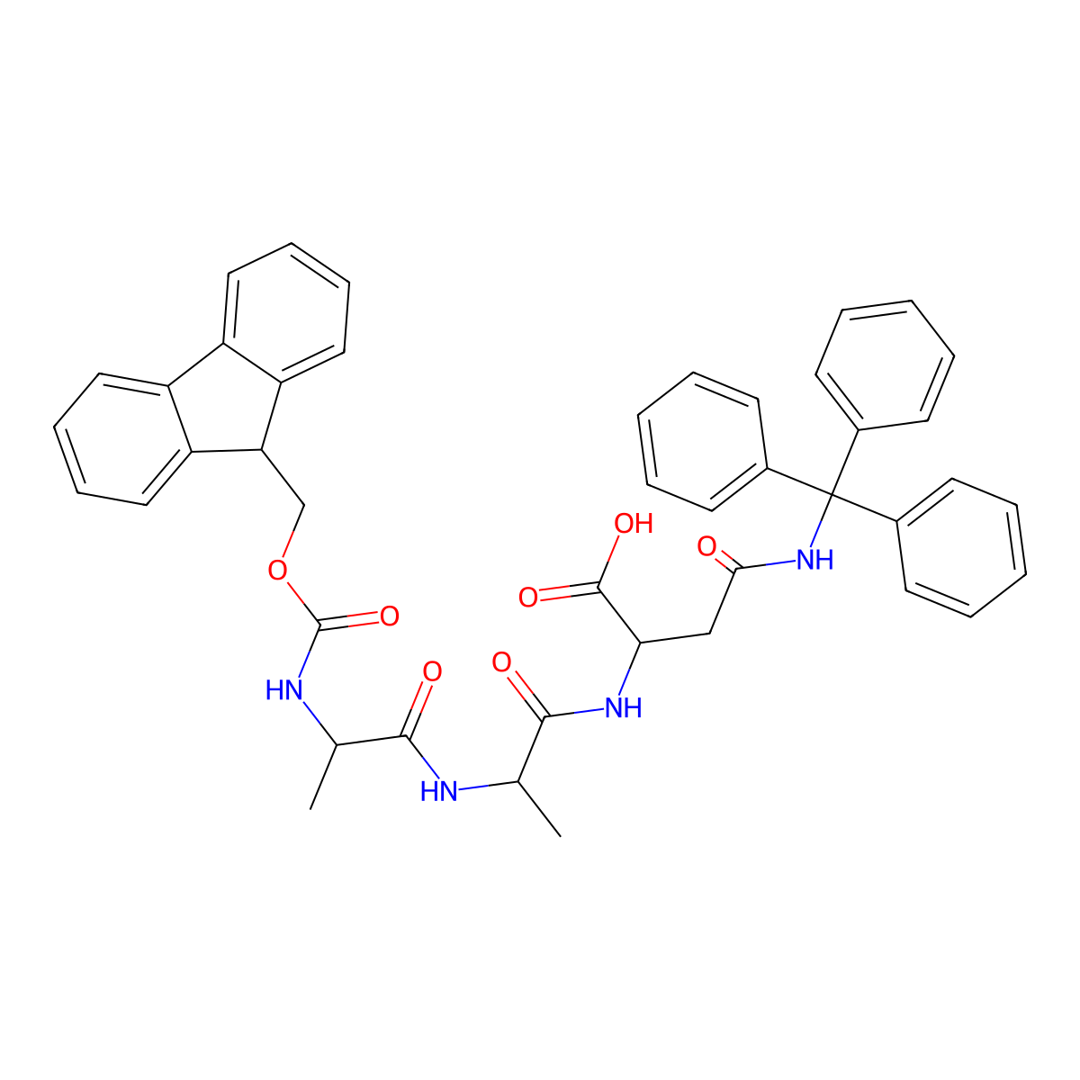 Fmoc-Ala-Ala-D-Asn(Trt)(Trt)-OH molecular structure, CAS 1951424-92-2