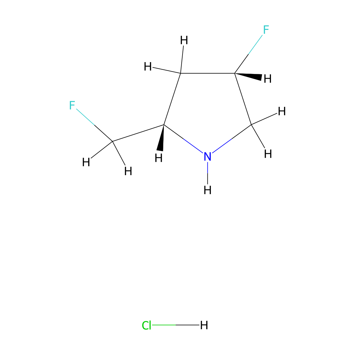 (2S,4S)-4-Fluoro-2-(fluoromethyl)pyrrolidine hydrochloride molecular structure, CAS 1951424-95-5