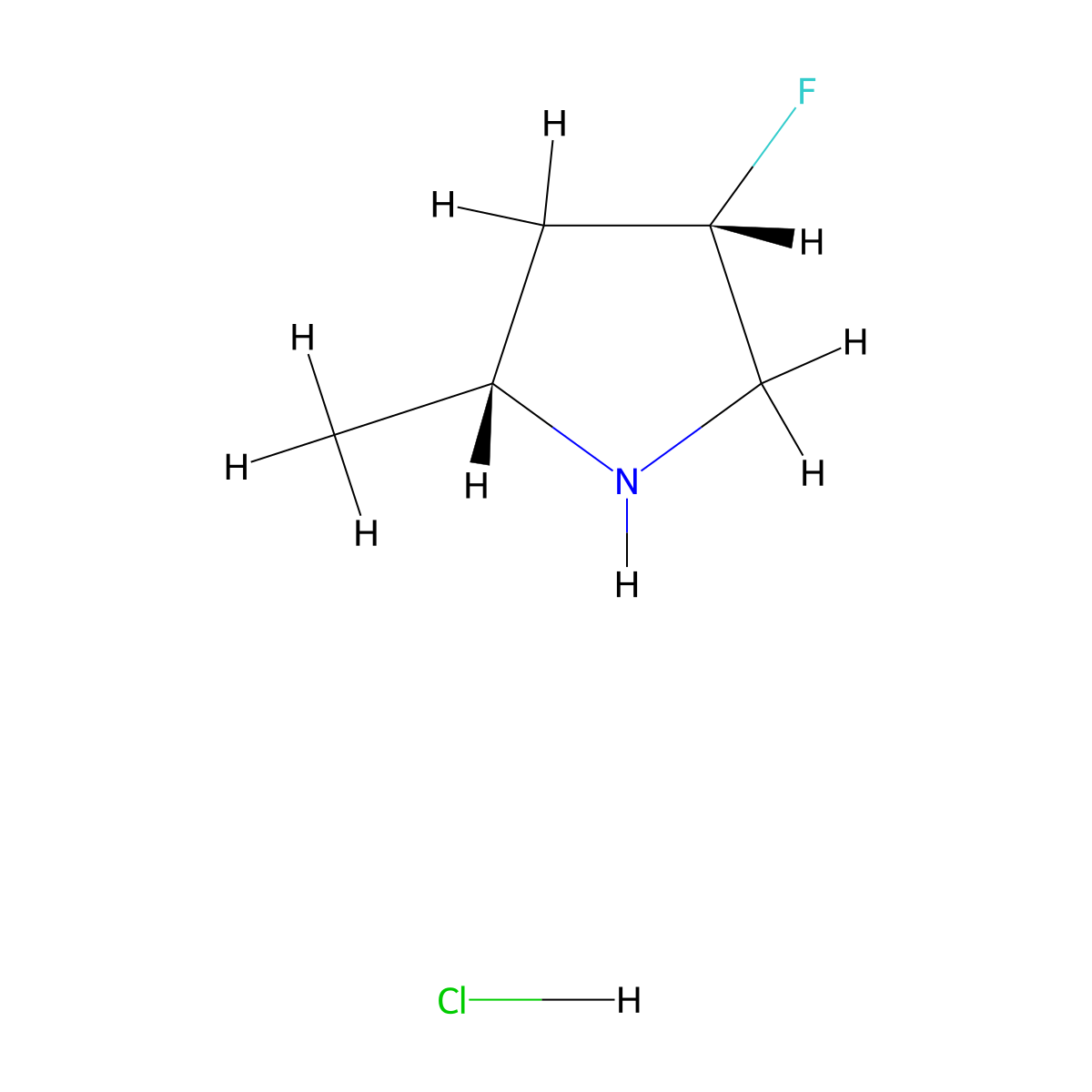 (2R,4S)-4-fluoro-2-methylpyrrolidine hydrochloride molecular structure, CAS 1951424-96-6