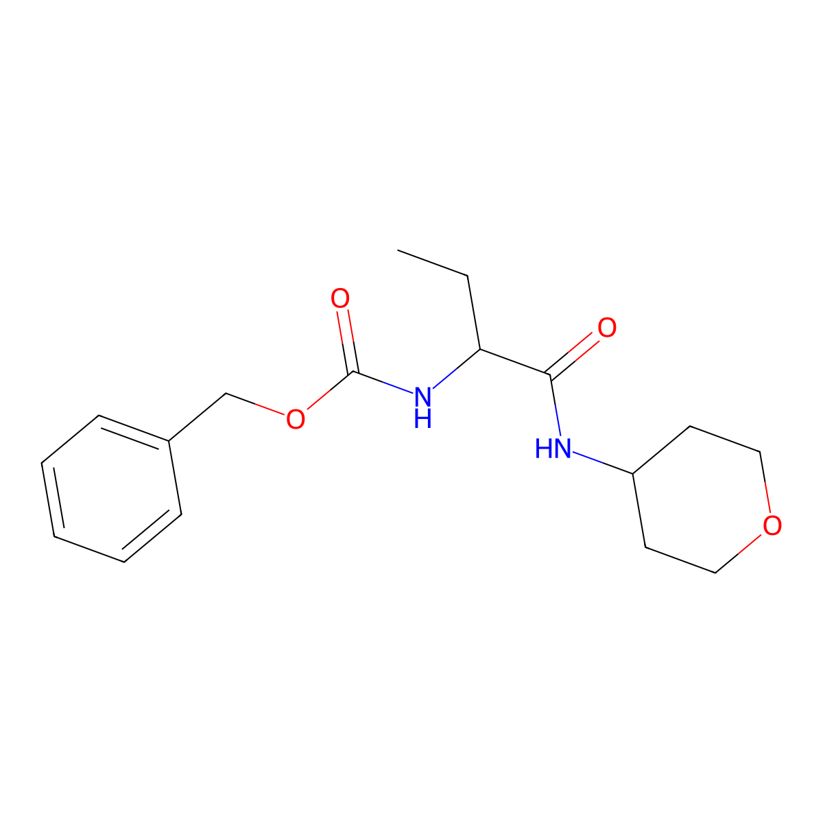 (S)-Benzyl (1-oxo-1-((tetrahydro-2H-pyran-4-yl)amino)butan-2-yl)carbamate molecular structure, CAS 1951425-12-9