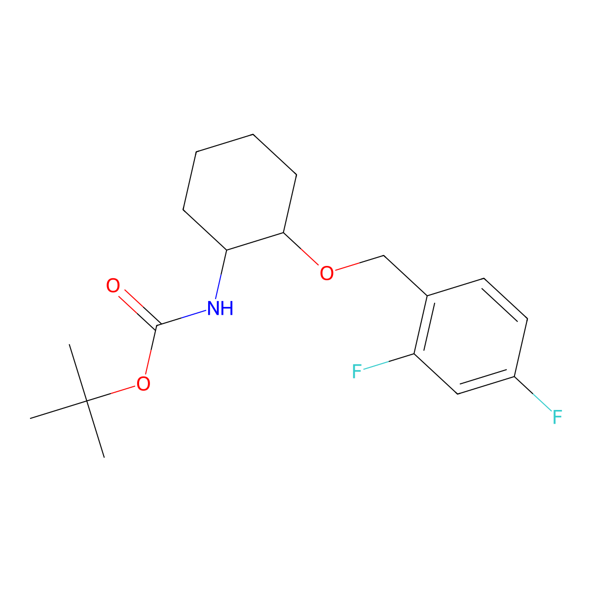 tert-Butyl ((1S,2S)-2-((2,4-difluorobenzyl)oxy)cyclohexyl)carbamate molecular structure, CAS 1951425-20-9