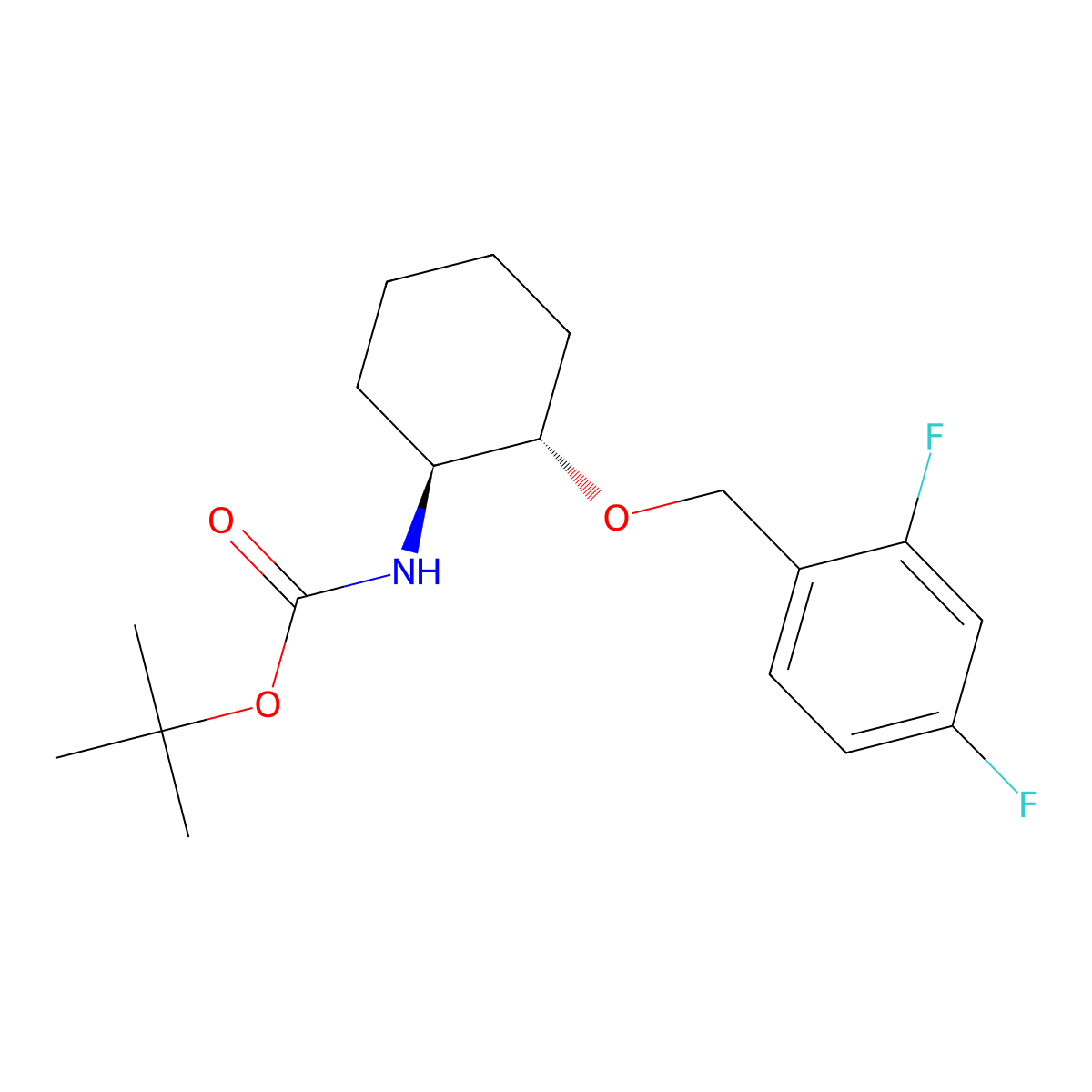 tert-Butyl ((1S,2S)-2-((2,4-difluorobenzyl)oxy)cyclohexyl)carbamate molecular structure, CAS 1951425-20-9