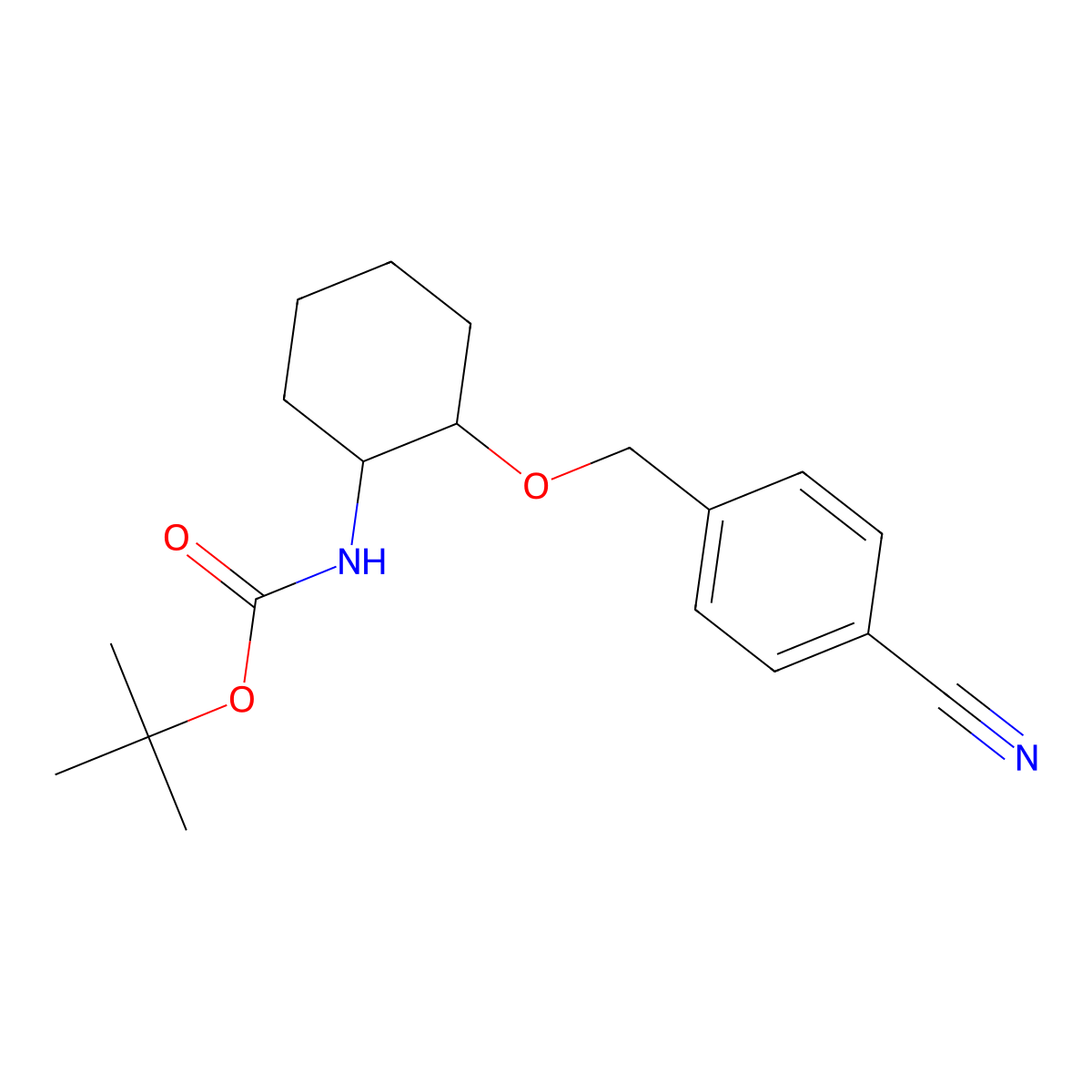 tert-Butyl ((1R)-2-((4-cyanobenzyl)oxy)cyclohexyl)carbamate molecular structure, CAS 1951430-54-8