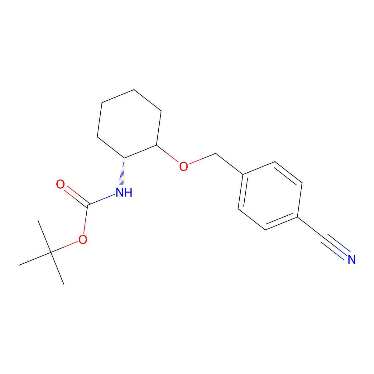 tert-Butyl ((1R)-2-((4-cyanobenzyl)oxy)cyclohexyl)carbamate molecular structure, CAS 1951430-54-8