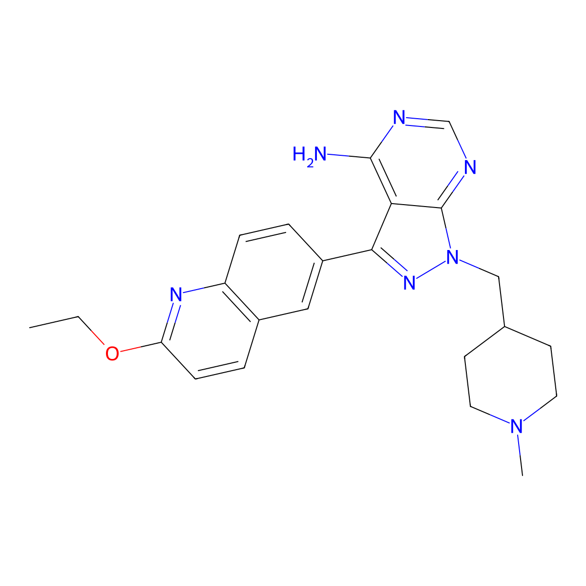3-(2-Ethoxyquinolin-6-yl)-1-((1-methylpiperidin-4-yl)methyl)pyrazolo(3,4-d)pyrimidin-4-amine molecular structure, CAS 1951431-22-3