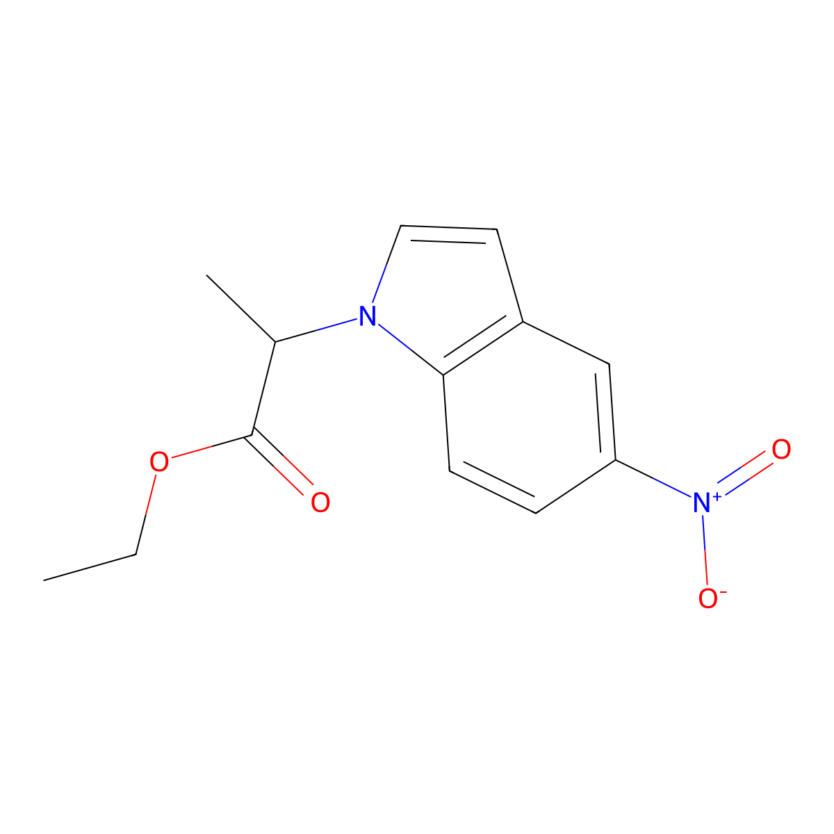 Ethyl 2-(5-nitro-1H-indol-1-yl)propanoate molecular structure, CAS 1951438-85-9