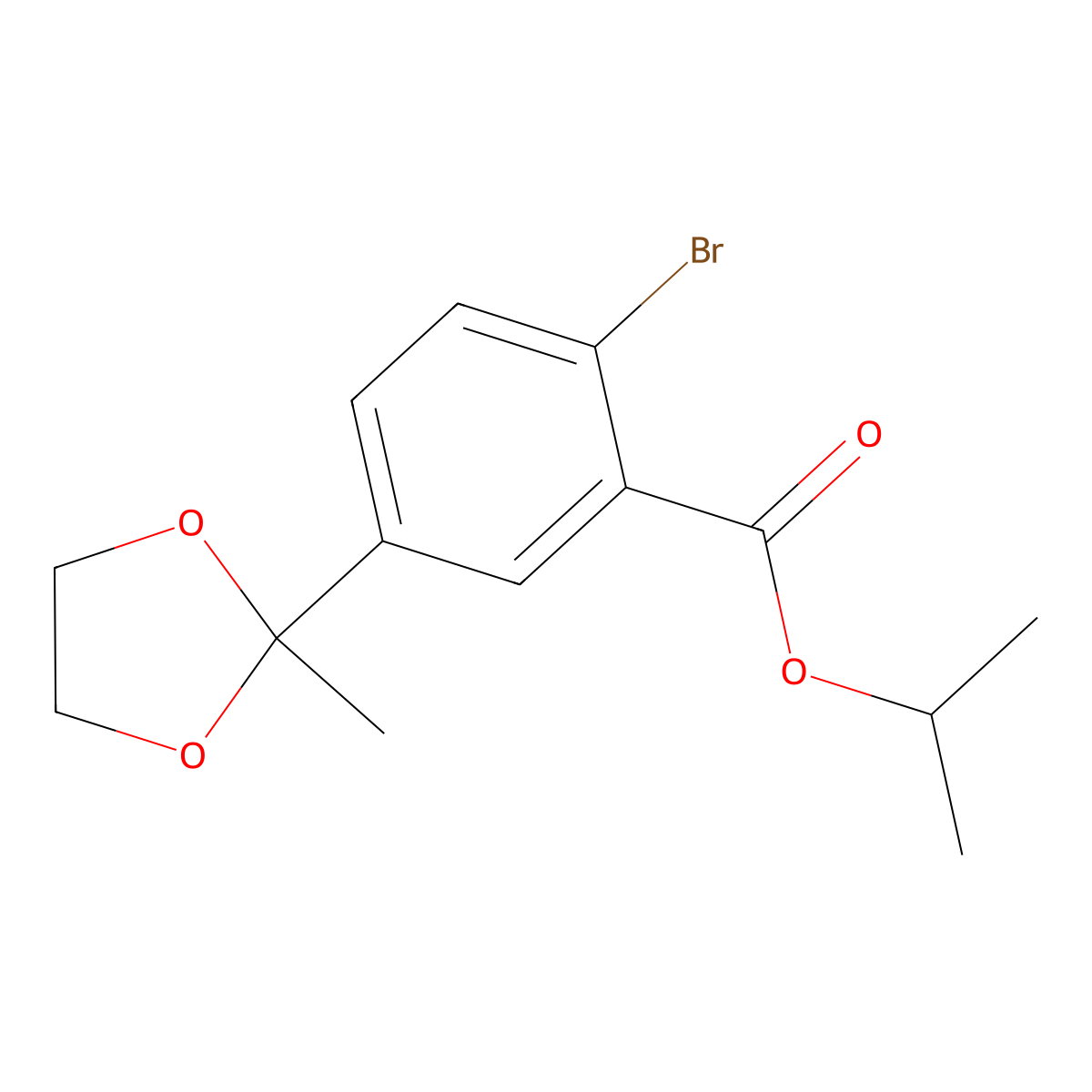 Isopropyl 2-bromo-5-(2-methyl-1,3-dioxolan-2-yl)benzoate molecular structure, CAS 1951438-90-6