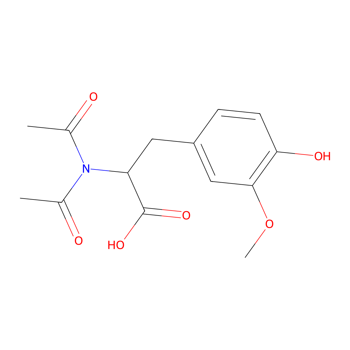 2-(N-Acetylacetamido)-3-(4-hydroxy-3-methoxyphenyl)propanoic acid molecular structure, CAS 1951438-94-0