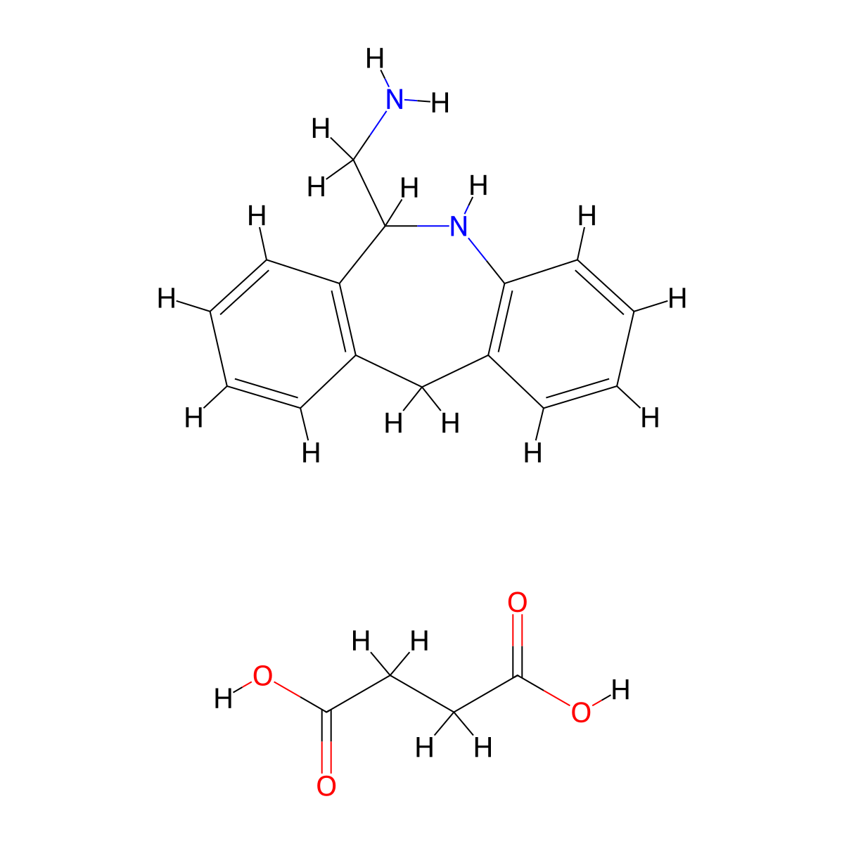 (6,11-Dihydro-5H-dibenzo[b,e]azepin-6-yl)methanamine succinate molecular structure, CAS 1951438-95-1