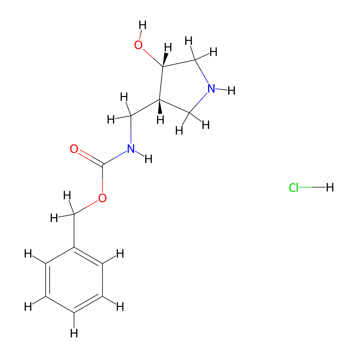 cis-Benzyl ((4-hydroxypyrrolidin-3-YL)methyl)carbamate hcl molecular structure, CAS 1951439-02-3