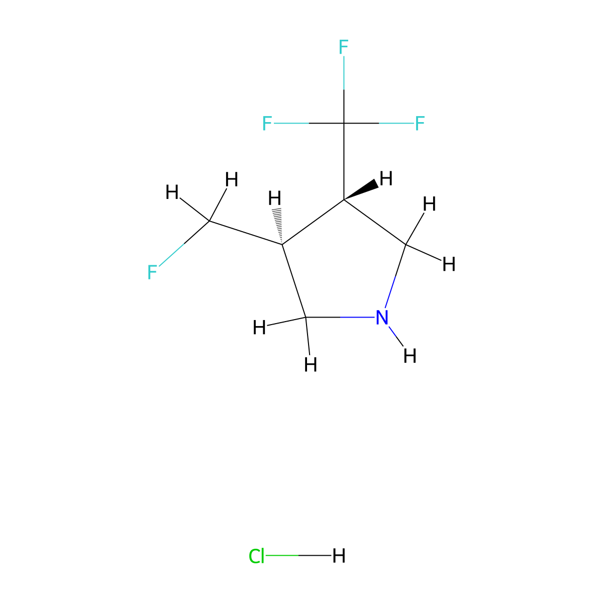 trans-3-(Fluoromethyl)-4-(trifluoromethyl)pyrrolidine hydrochloride molecular structure, CAS 1951439-06-7