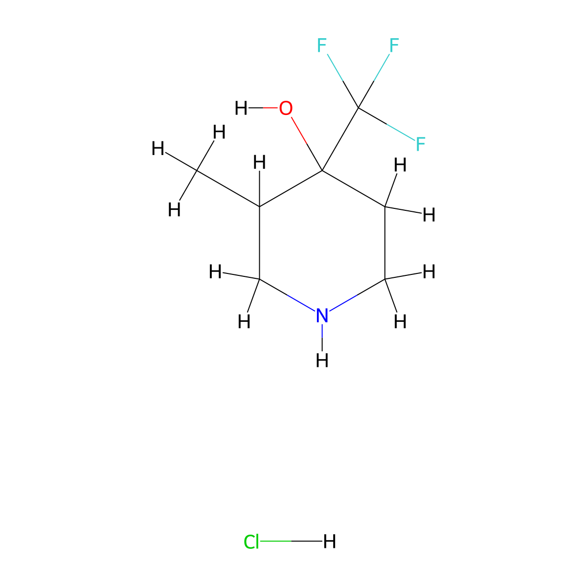 3-Methyl-4-(trifluoromethyl)piperidin-4-ol hydrochloride molecular structure, CAS 1951439-16-9