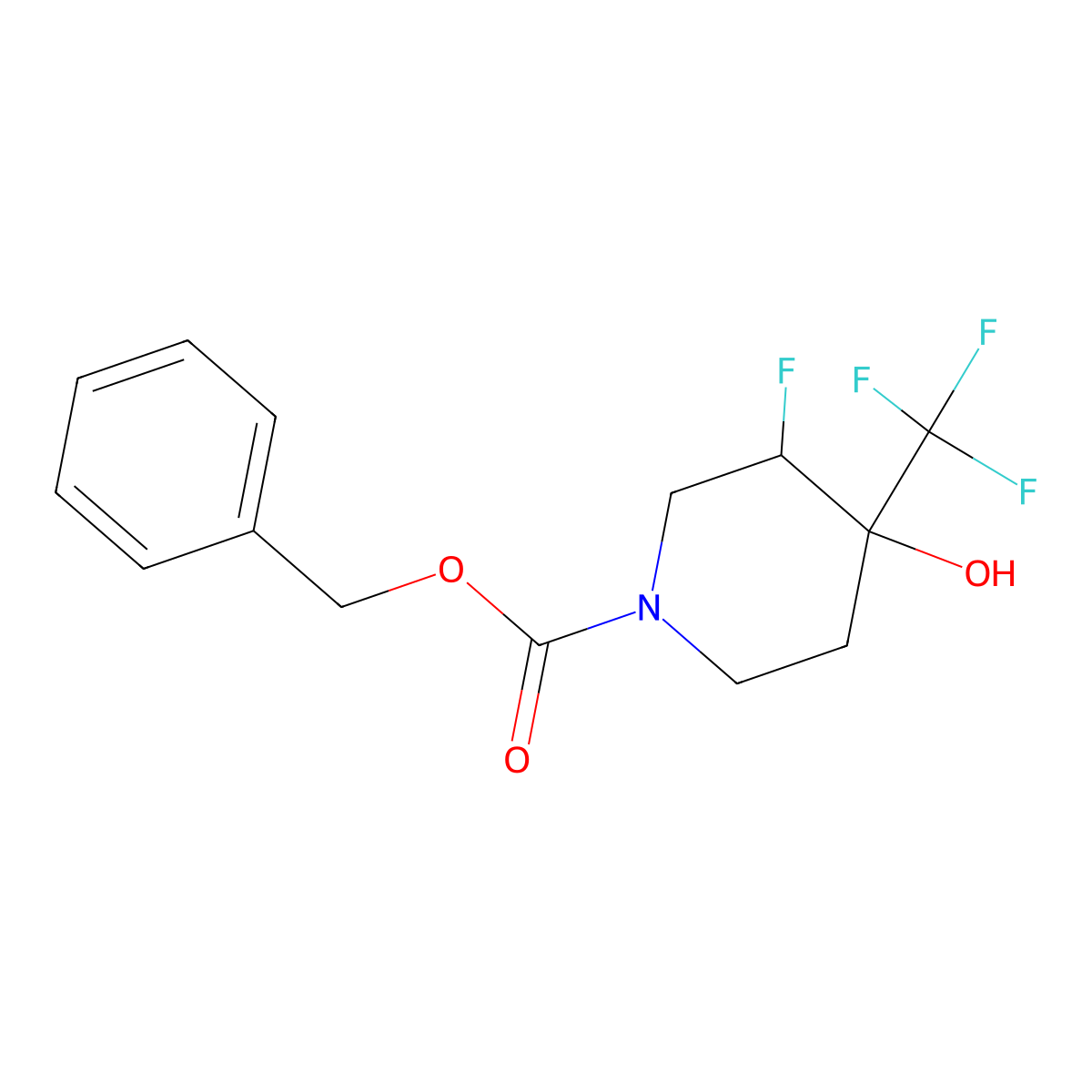 Cis-benzyl 3-fluoro-4-hydroxy-4-(trifluoromethyl)piperidine-1-carboxylate molecular structure, CAS 1951439-26-1