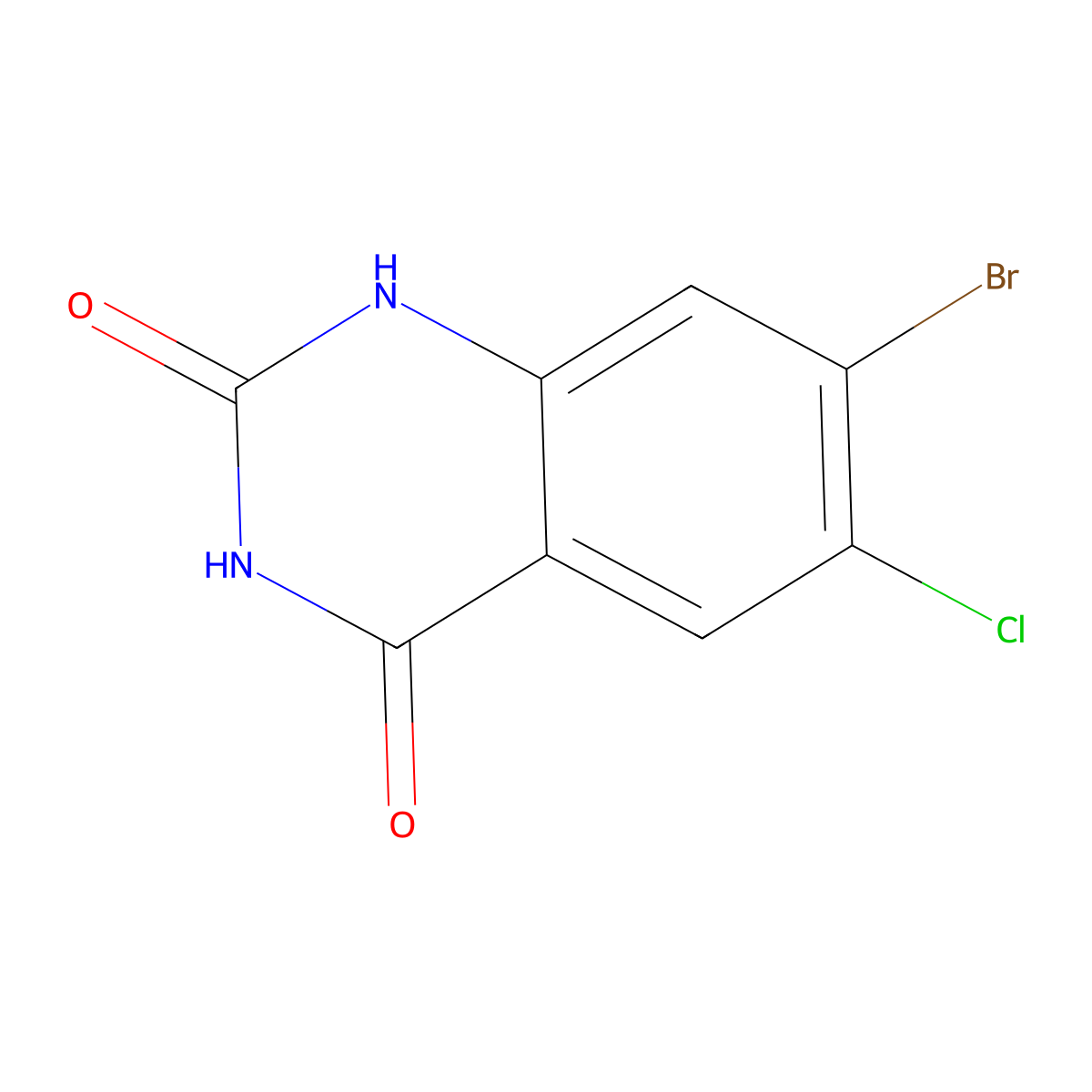 7-Bromo-6-chloroquinazoline-2,4(1H,3H)-dione molecular structure, CAS 1951439-31-8