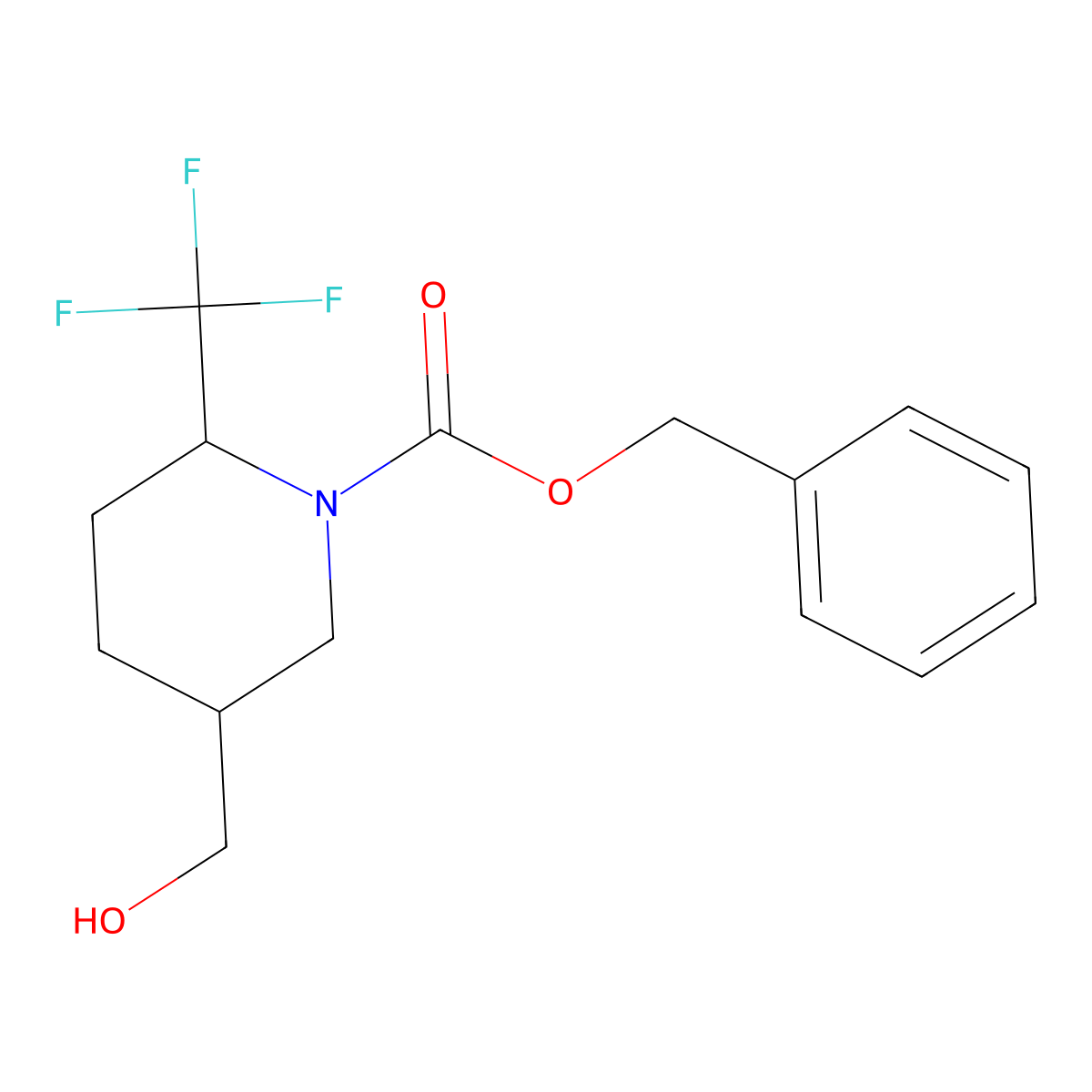 Benzyl (2R,5R)-5-(hydroxymethyl)-2-(trifluoromethyl)piperidine-1-carboxylate molecular structure, CAS 1951439-32-9