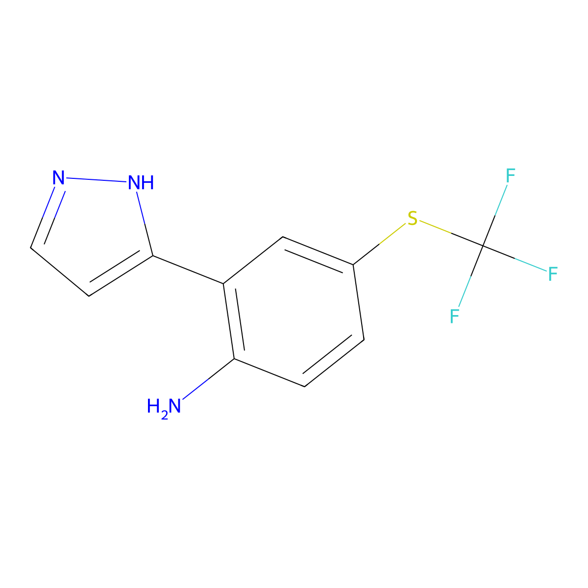2-(1H-Pyrazol-3-yl)-4-((trifluoromethyl)thio)aniline molecular structure, CAS 1951439-49-8