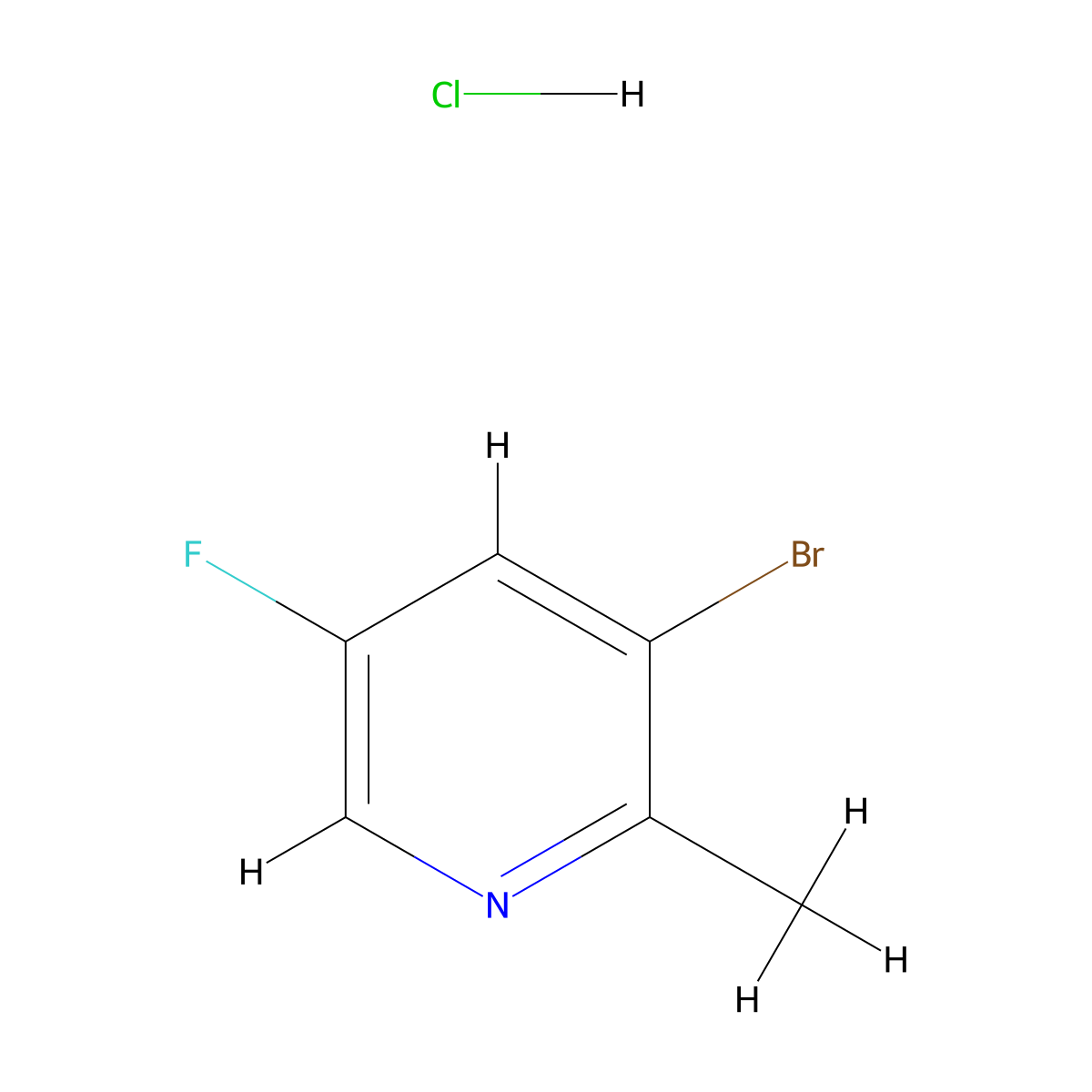 3-Bromo-5-fluoro-2-methyl-pyridine hydrochloride molecular structure, CAS 1951439-60-3