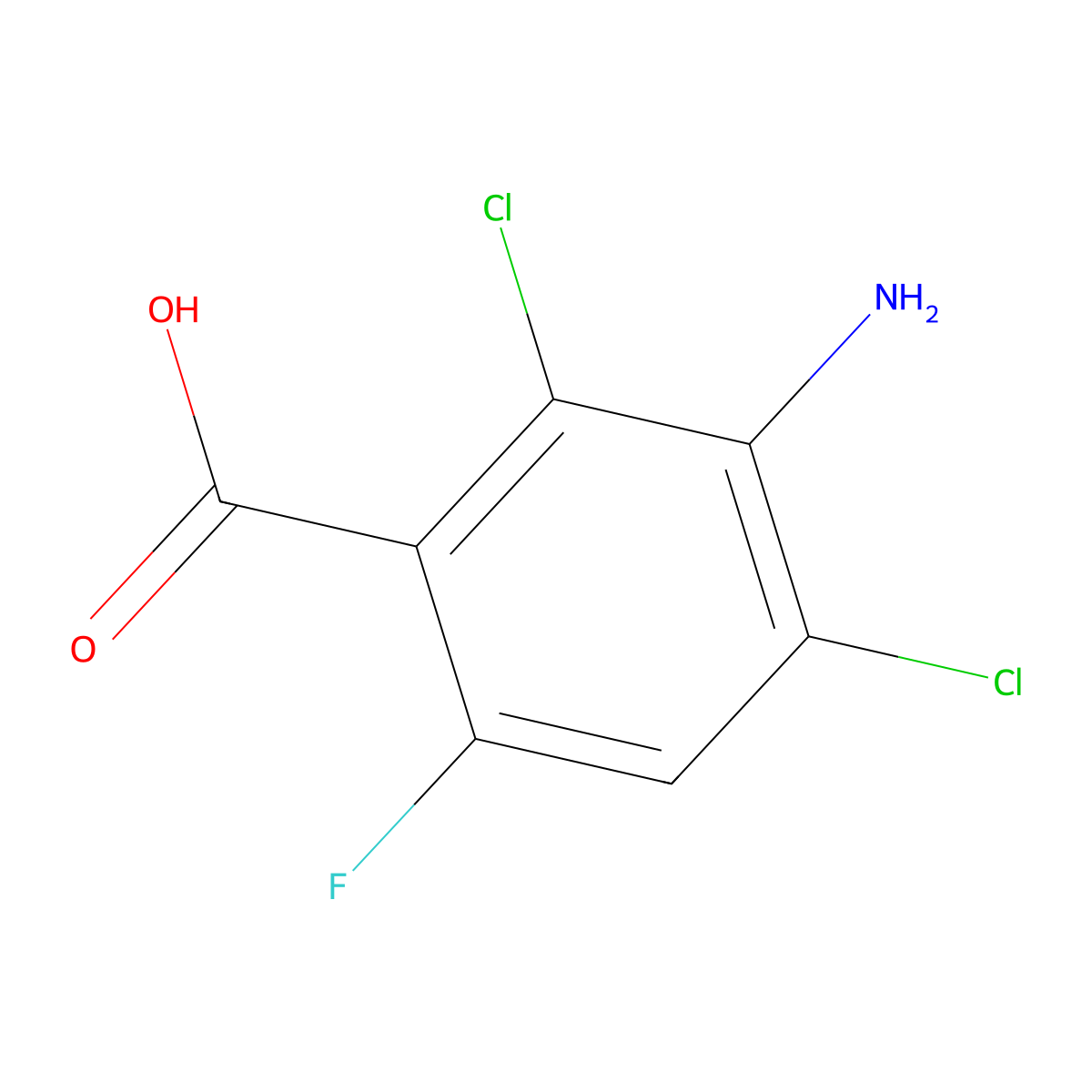 3-Amino-2,4-dichloro-6-fluorobenzoic acid molecular structure, CAS 1951439-67-0