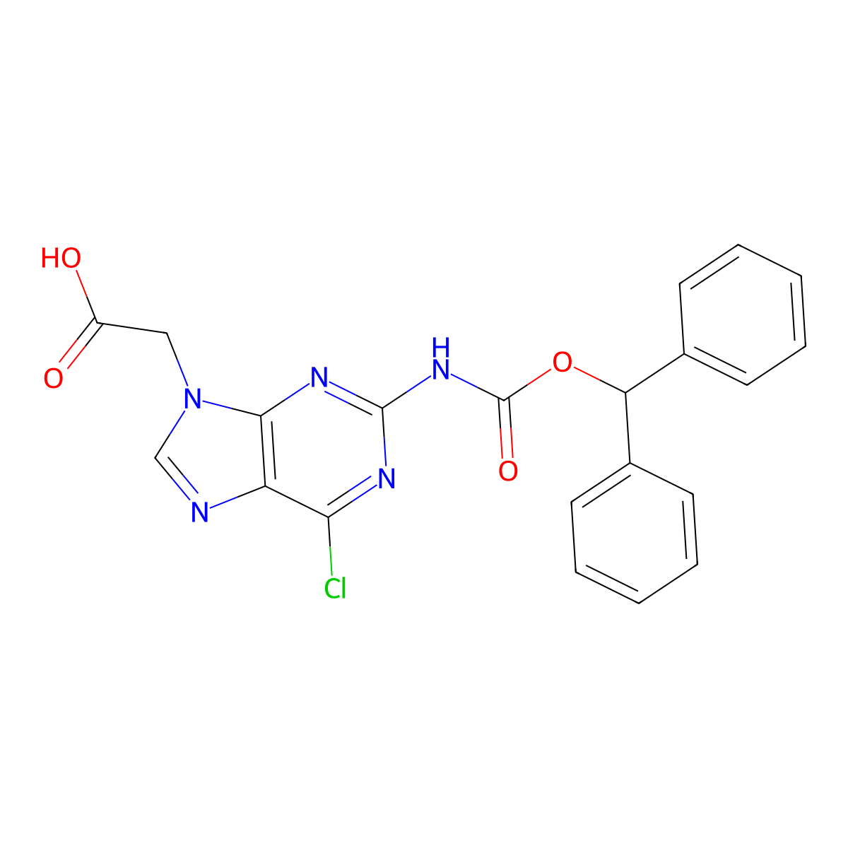 2-(2-(((Benzhydryloxy)carbonyl)amino)-6-chloro-9H-purin-9-yl)acetic acid molecular structure, CAS 1951439-75-0