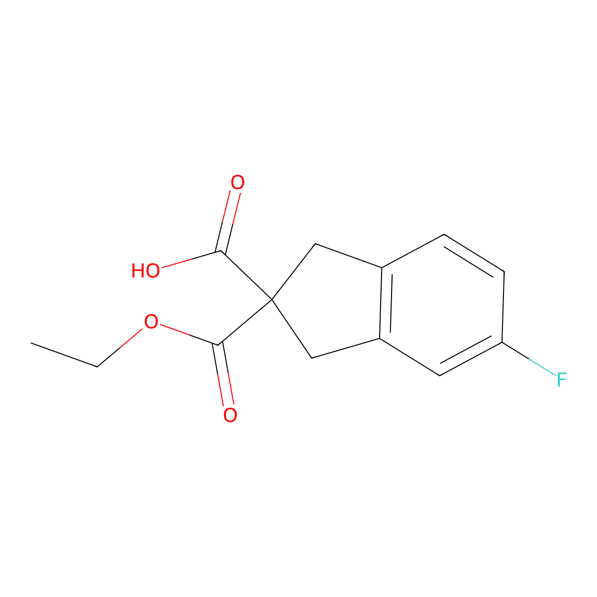 2-(Ethoxycarbonyl)-5-fluoro-2,3-dihydro-1H-indene-2-carboxylic acid molecular structure, CAS 1951439-78-3