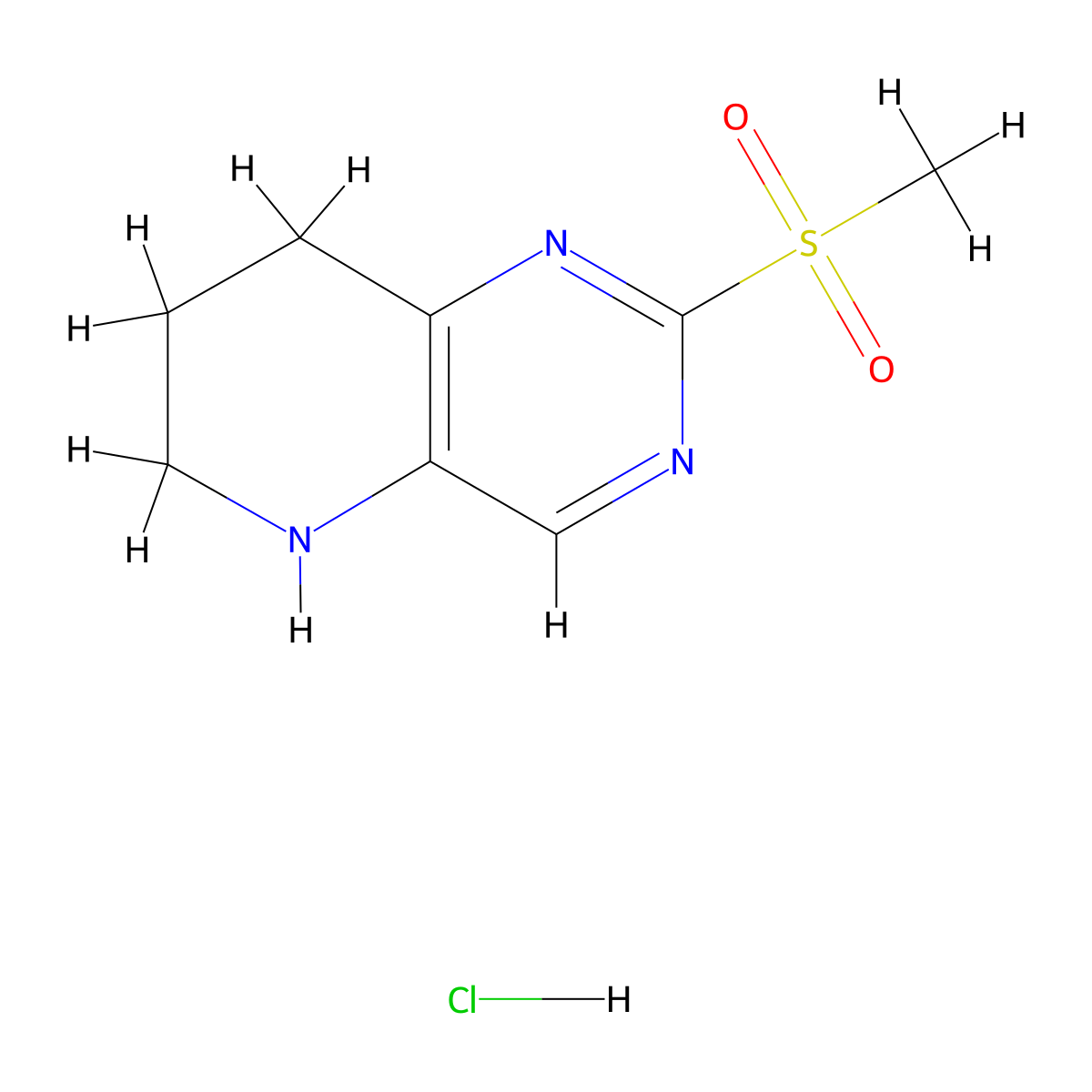 2-Methanesulfonyl-5,6,7,8-tetrahydro-pyrido[3,2-d]pyrimidine hydrochloride molecular structure, CAS 1951439-81-8