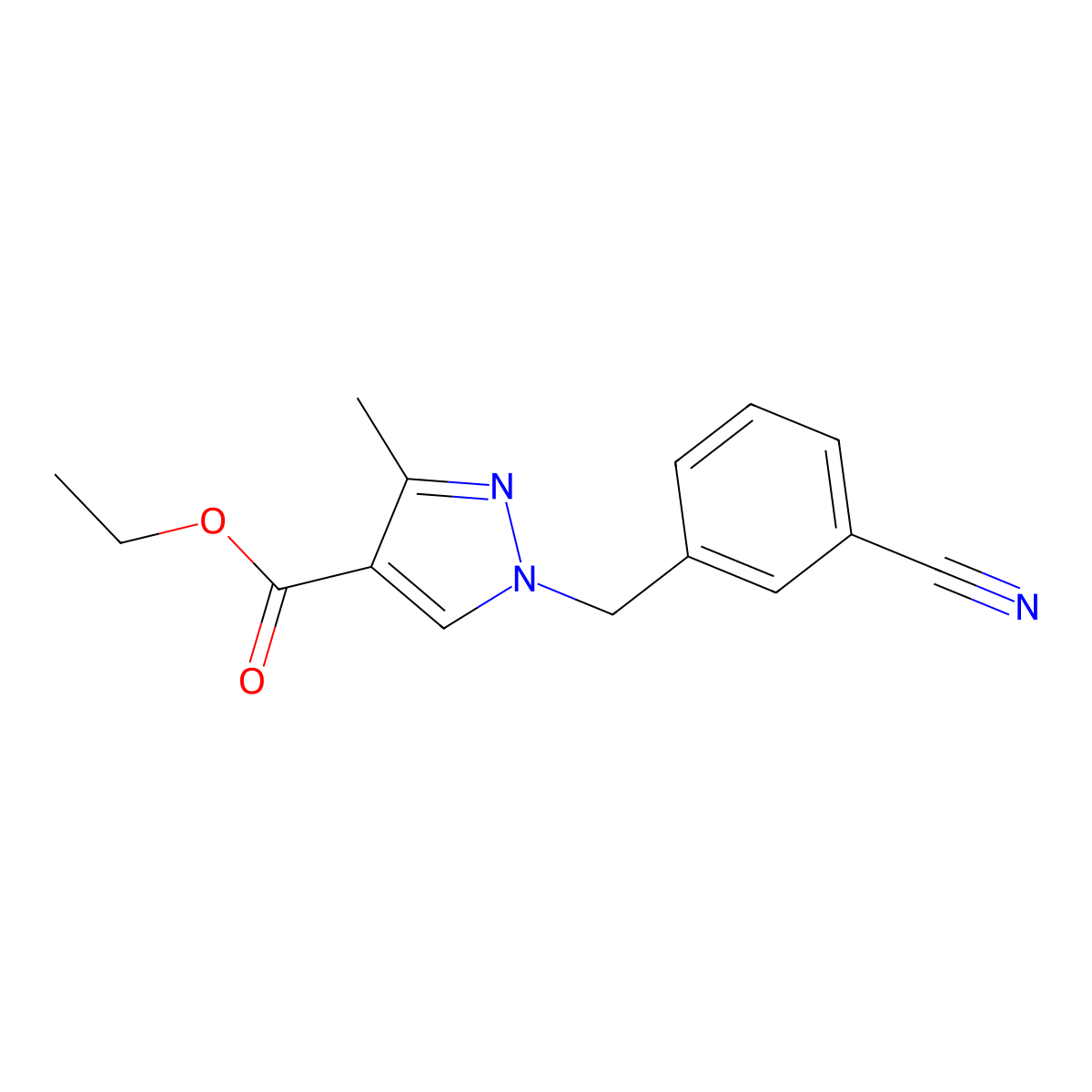 Ethyl 1-(3-cyanobenzyl)-3-methyl-1H-pyrazole-4-carboxylate molecular structure, CAS 1951439-84-1