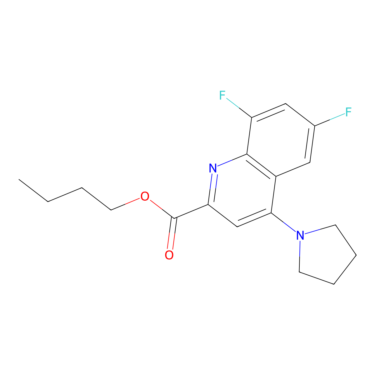 Butyl 6,8-difluoro-4-(pyrrolidin-1-yl)quinoline-2-carboxylate molecular structure, CAS 1951439-91-0