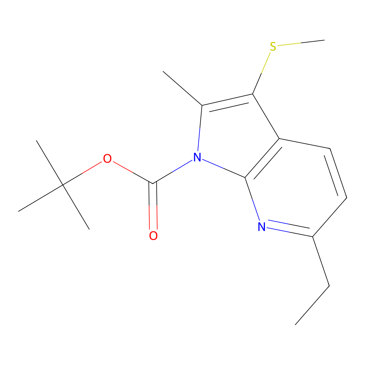 tert-Butyl 6-ethyl-2-methyl-3-(methylthio)-1H-pyrrolo[2,3-b]pyridine-1-carboxylate molecular structure, CAS 1951439-97-6