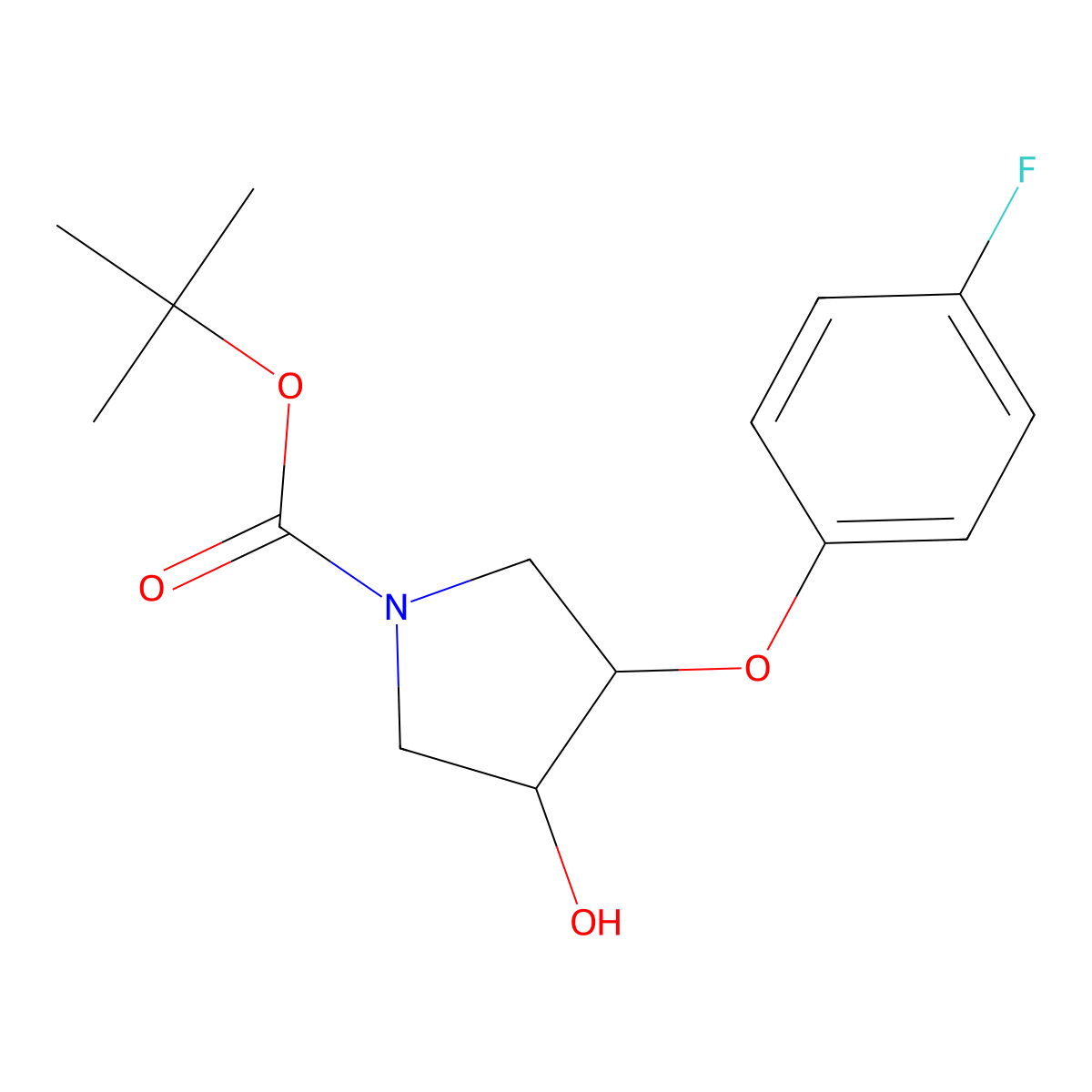 (3R,4R)-tert-butyl 3-(4-fluorophenoxy)-4-hydroxypyrrolidine-1-carboxylate molecular structure, CAS 1951440-06-4