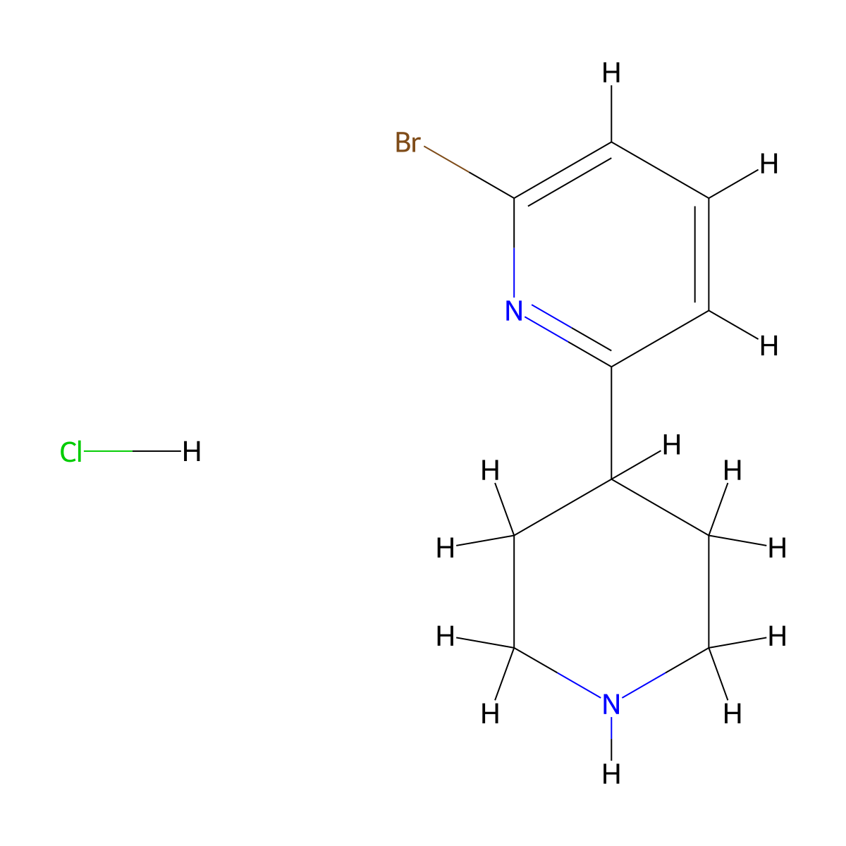 2-Bromo-6-(piperidin-4-yl)pyridine hydrochloride molecular structure, CAS 1951440-10-0