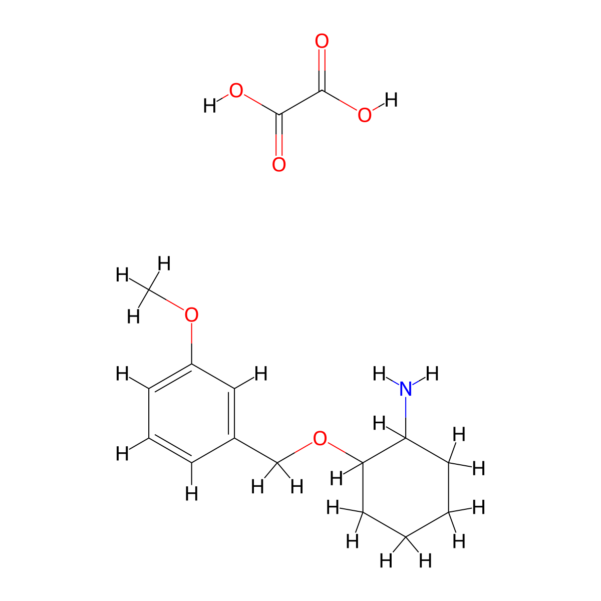 2-((3-Methoxybenzyl)oxy)cyclohexanamine oxalate molecular structure, CAS 1951440-84-8