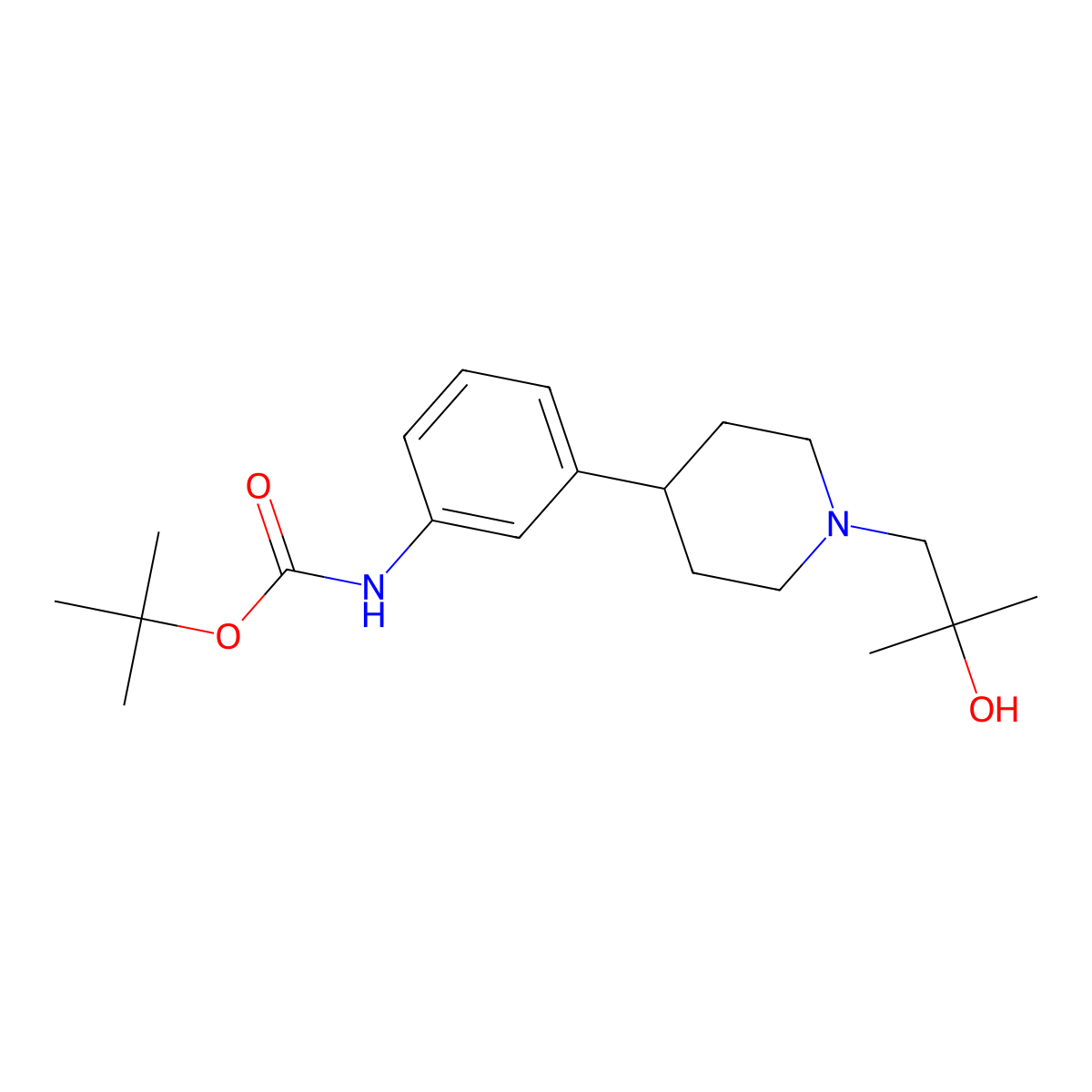 tert-Butyl (3-(1-(2-hydroxy-2-methylpropyl)piperidin-4-yl)phenyl)carbamate molecular structure, CAS 1951440-90-6