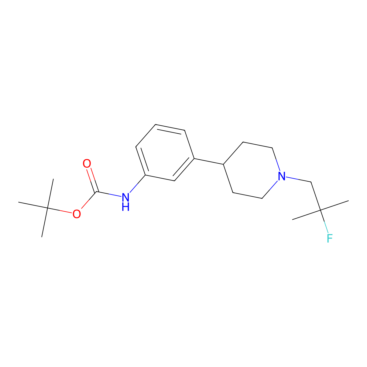 tert-Butyl (3-(1-(2-fluoro-2-methylpropyl)piperidin-4-yl)phenyl)carbamate molecular structure, CAS 1951440-93-9