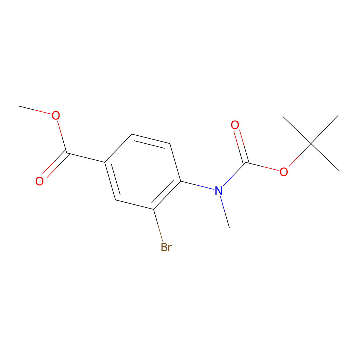 Methyl 3-bromo-4-(tert-butoxycarbonyl(methyl)amino)benzoate molecular structure, CAS 1951440-95-1
