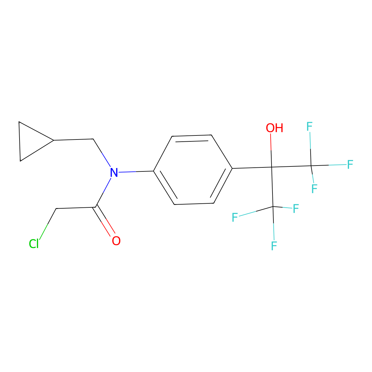 2-Chloro-N-(cyclopropylmethyl)-N-(4-(1,1,1,3,3,3-hexafluoro-2-hydroxypropan-2-yl)phenyl)acetamide molecular structure, CAS 1951441-02-3