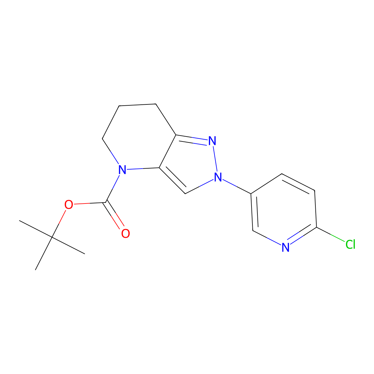 2-(6-Chloro-pyridin-3-yl)-2,5,6,7-tetrahydro-pyrazolo[4,3-b]pyridine-4-carboxylic acid tert-butyl ester molecular structure, CAS 1951441-26-1