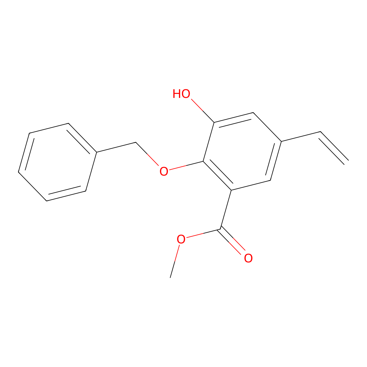 Methyl 2-(benzyloxy)-3-hydroxy-5-vinylbenzoate molecular structure, CAS 1951441-33-0