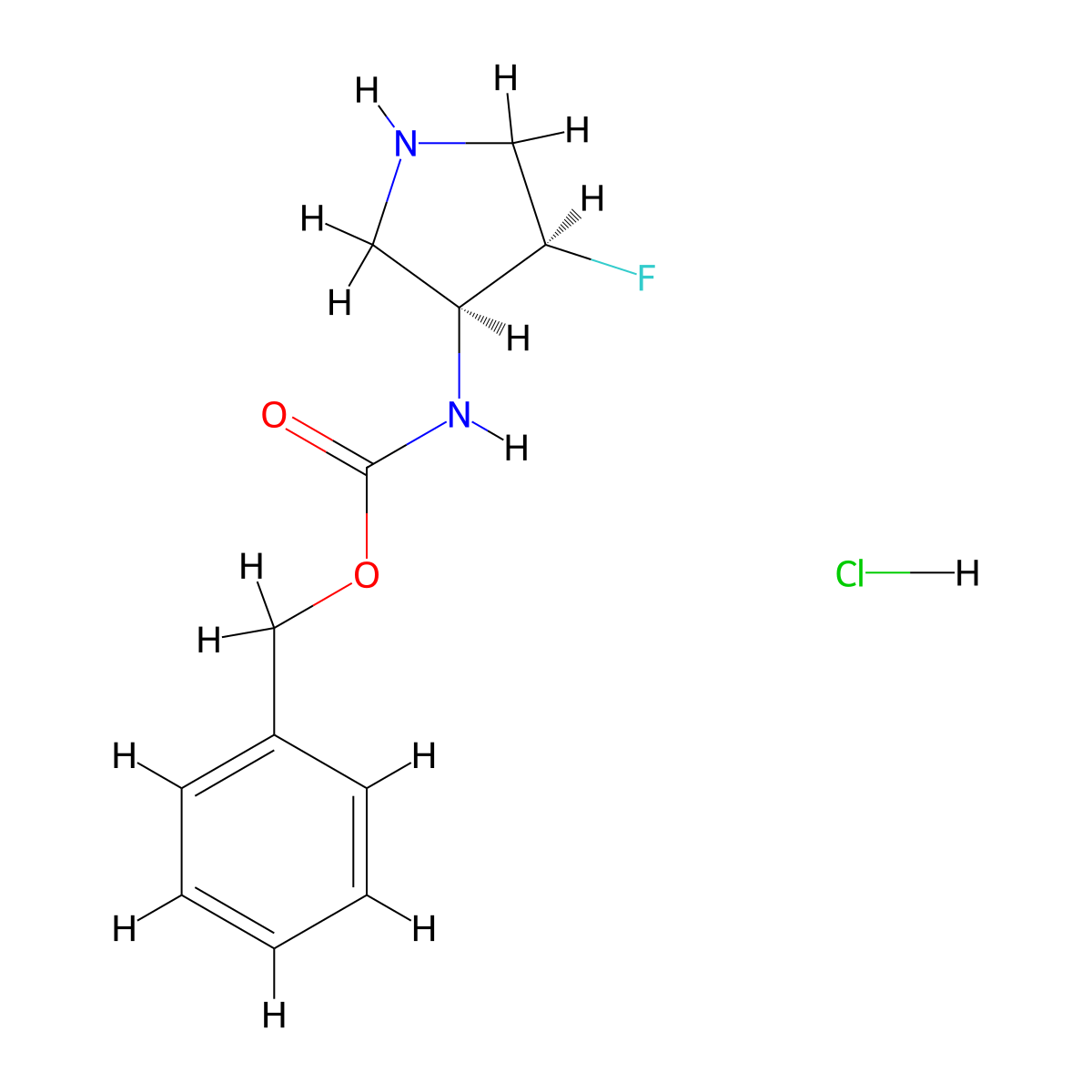 cis-3-(Cbz-amino)-4-fluoro-pyrrolidine hcl molecular structure, CAS 1951441-41-0